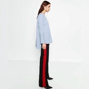 Zara Band Stripes Wide Leg Pants